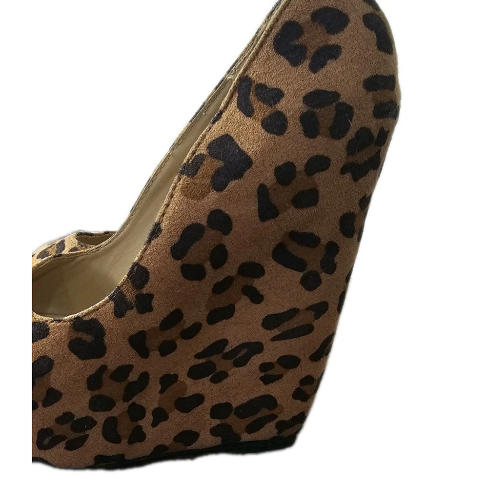 Leopard women wedges Open Toe Shoes Size 5 - Picture 6 of 10
